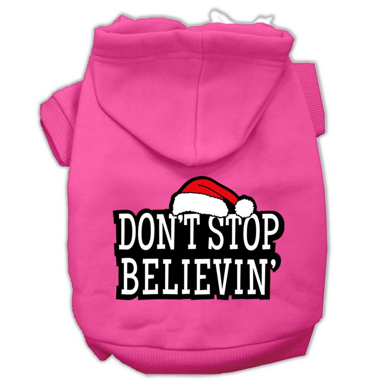 Don't Stop Believin' Screenprint Pet Hoodies Bright Pink Size L