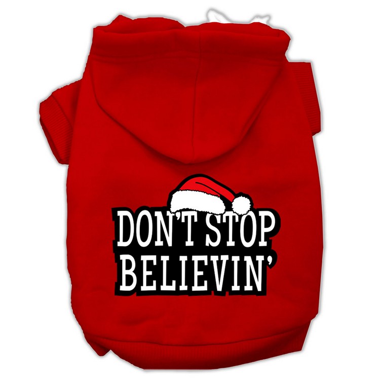 Don't Stop Believin' Screenprint Pet Hoodies Red Size L