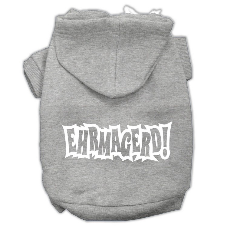 Ehrmagerd Screen Print Pet Hoodies Grey Size XS