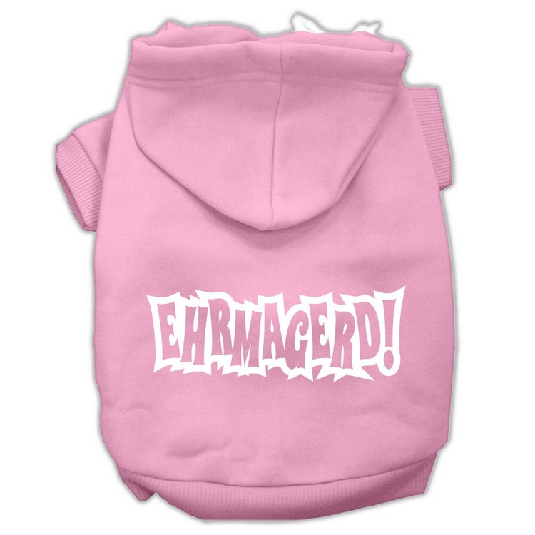 Ehrmagerd Screen Print Pet Hoodies Light Pink Size XS