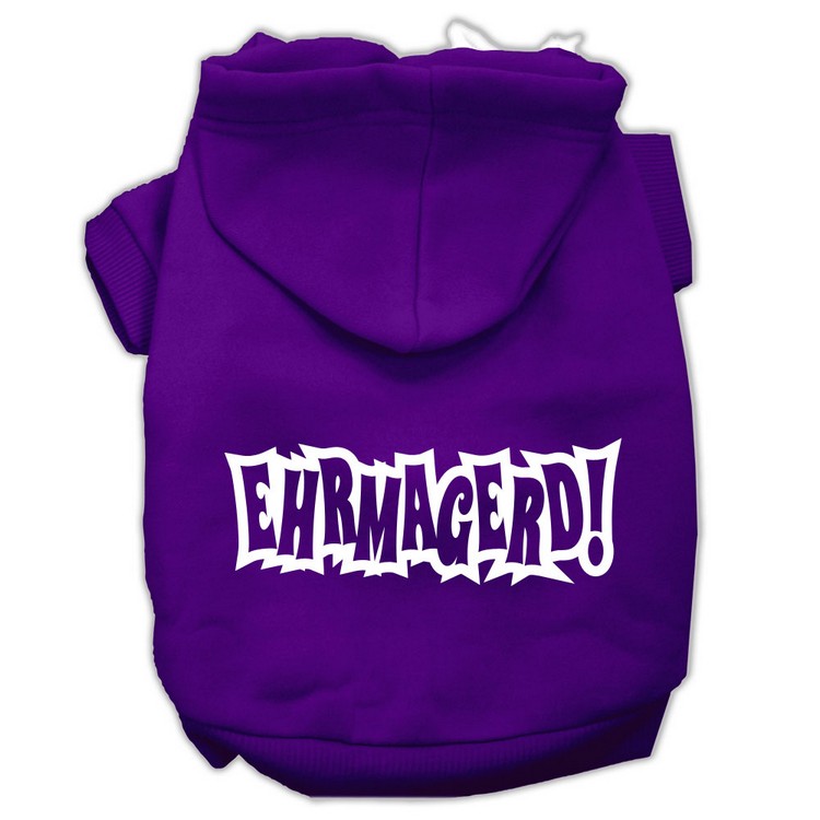 Ehrmagerd Screen Print Pet Hoodies Purple Size Lg