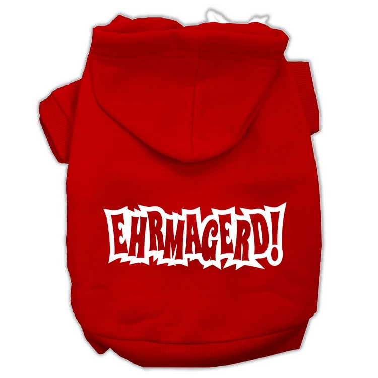 Ehrmagerd Screen Print Pet Hoodies Red Size XS