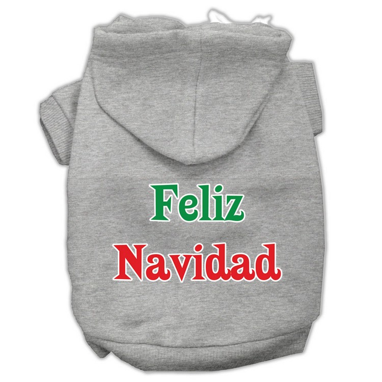 Feliz Navidad Screen Print Pet Hoodies Grey L