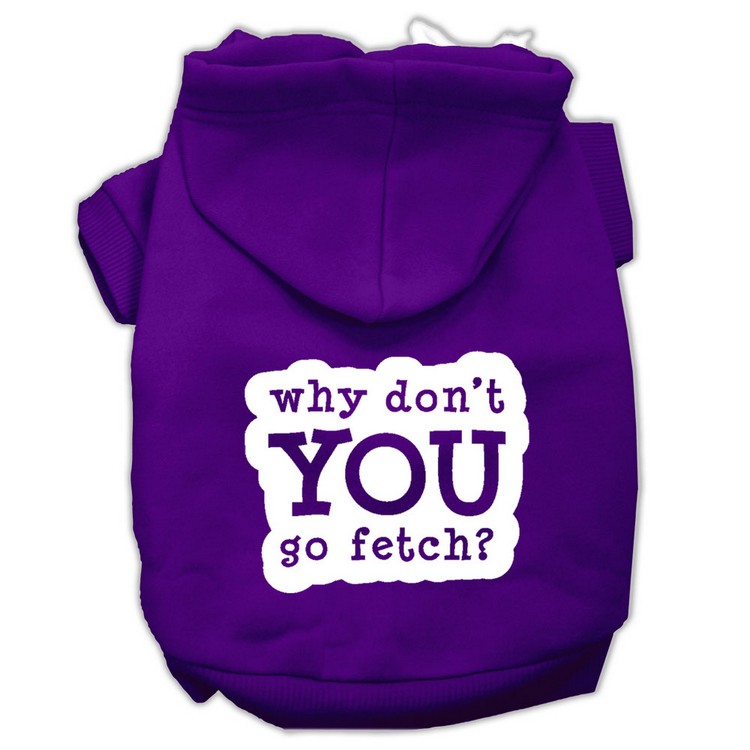 You Go Fetch Screen Print Pet Hoodies Purple Size XS