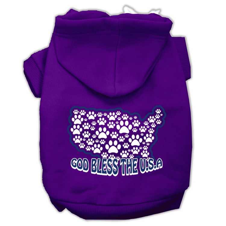 God Bless USA Screen Print Pet Hoodies Purple Size XS