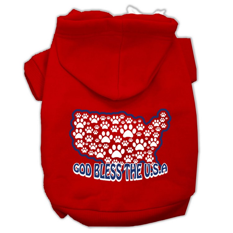 God Bless USA Screen Print Pet Hoodies Red Size XS