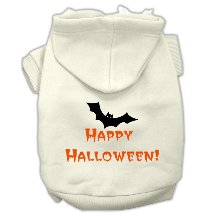 Happy Halloween Screen Print Pet Hoodies Cream Size XXL