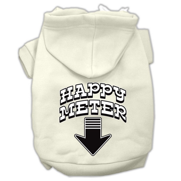 Happy Meter Screen Printed Dog Pet Hoodies Cream Size XL