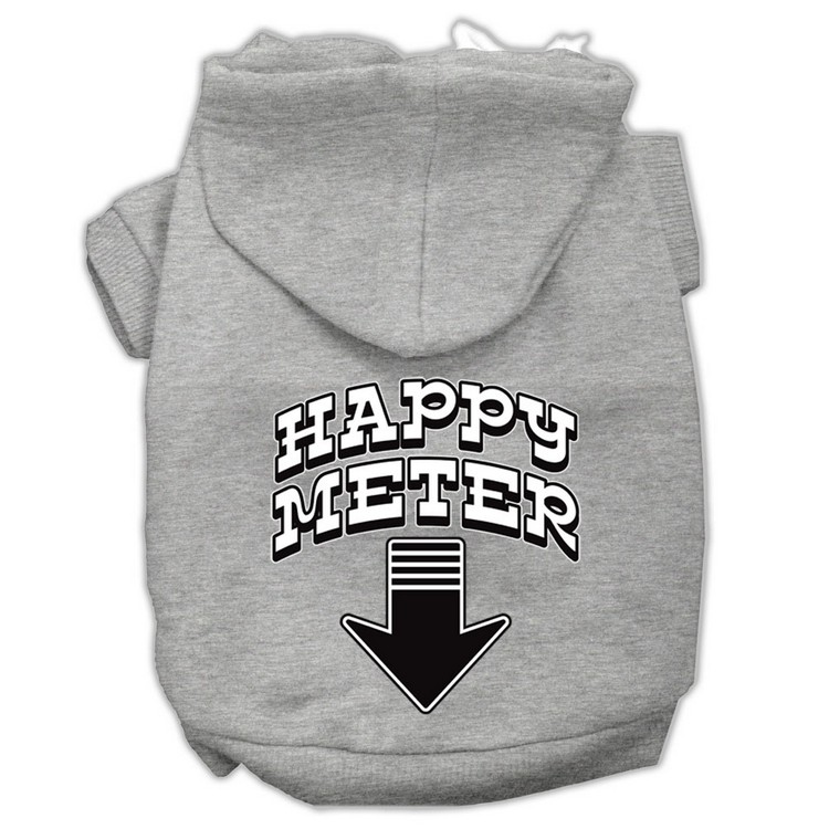 Happy Meter Screen Printed Dog Pet Hoodies Grey Size XS