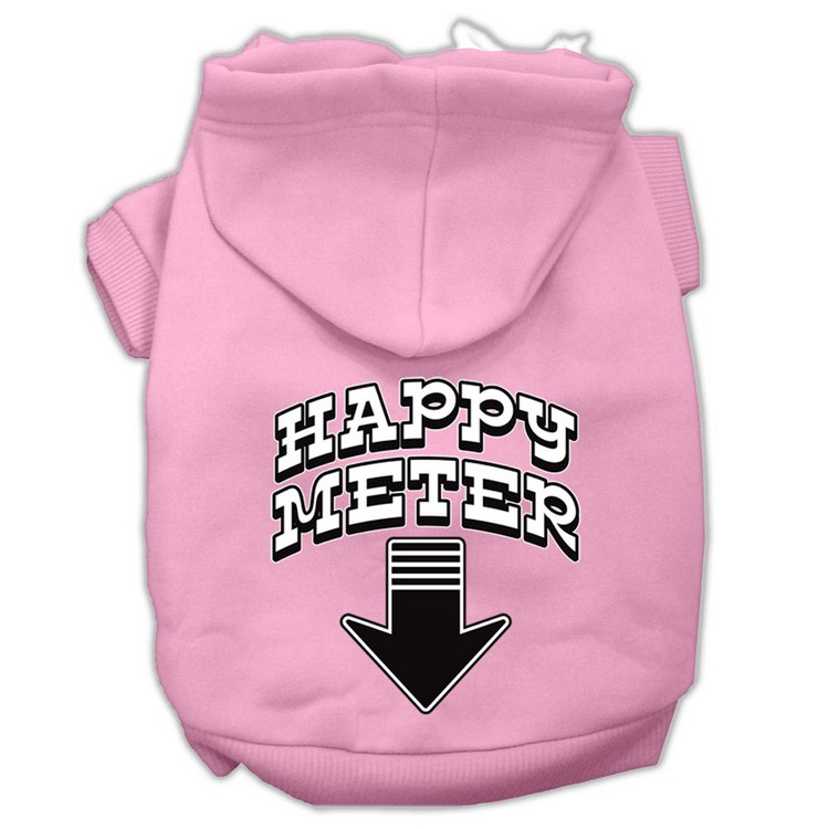 Happy Meter Screen Printed Dog Pet Hoodies Light Pink Size Sm