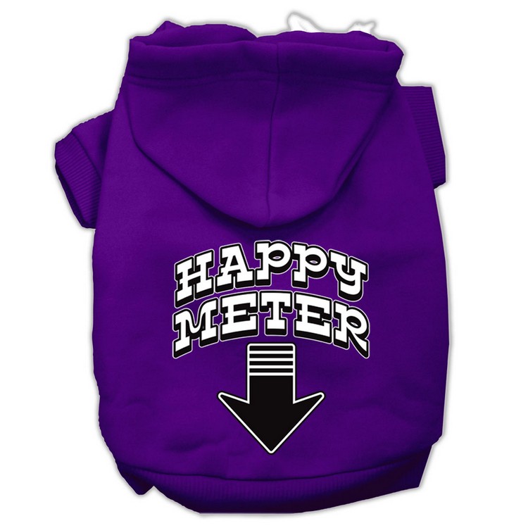 Happy Meter Screen Printed Dog Pet Hoodies Purple Size Med