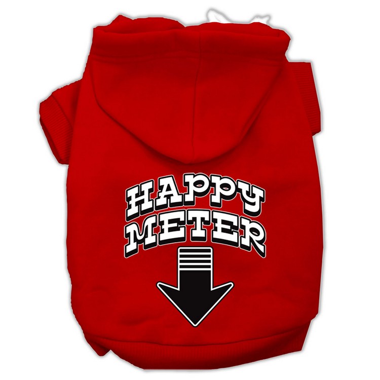 Happy Meter Screen Printed Dog Pet Hoodies Red Size XS