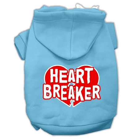 Heart Breaker Screen Print Pet Hoodies Baby Blue Size Lg