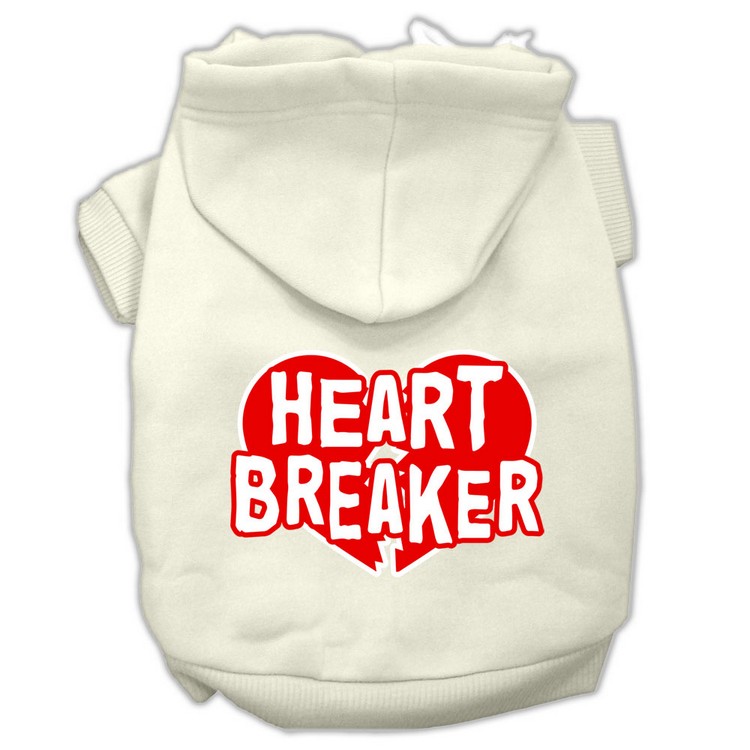 Heart Breaker Screen Print Pet Hoodies Cream Size XL