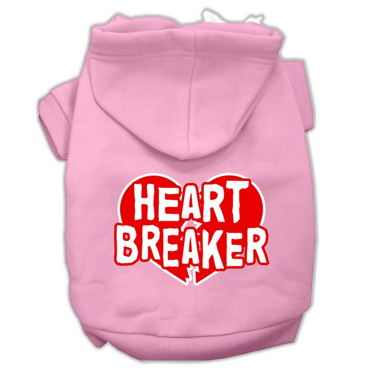 Heart Breaker Screen Print Pet Hoodies Light Pink Size Sm