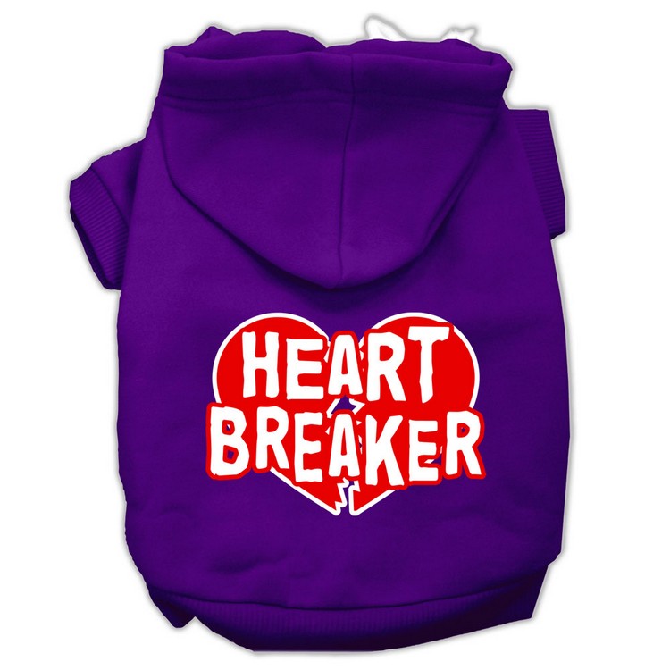 Heart Breaker Screen Print Pet Hoodies Purple Size XL