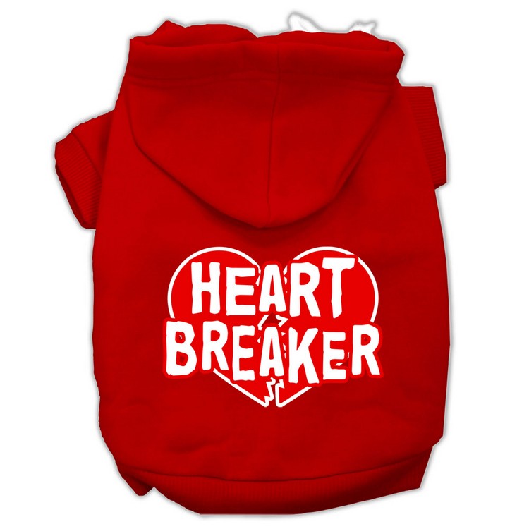 Heart Breaker Screen Print Pet Hoodies Red Size Sm