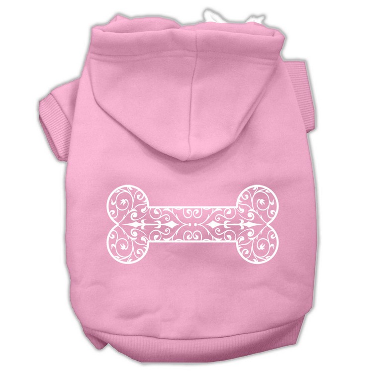 Henna Bone Screen Print Pet Hoodies Light Pink Size XS