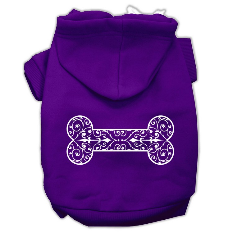 Henna Bone Screen Print Pet Hoodies Purple Size XS