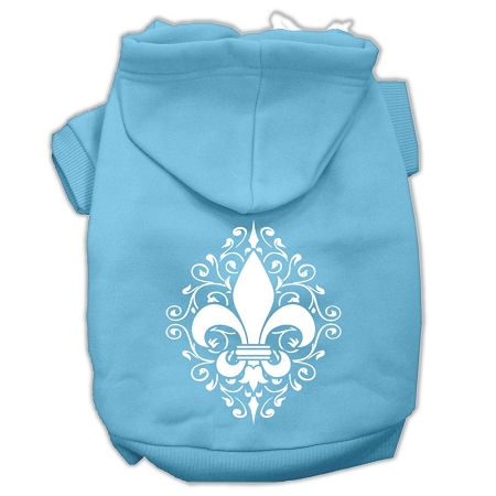 Henna Fleur De Lis Screen Print Pet Hoodies Baby Blue Size Lg