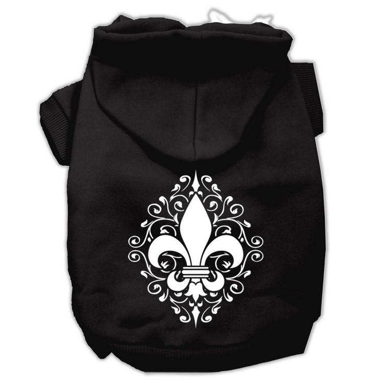 Henna Fleur De Lis Screen Print Pet Hoodies Black Size XXL