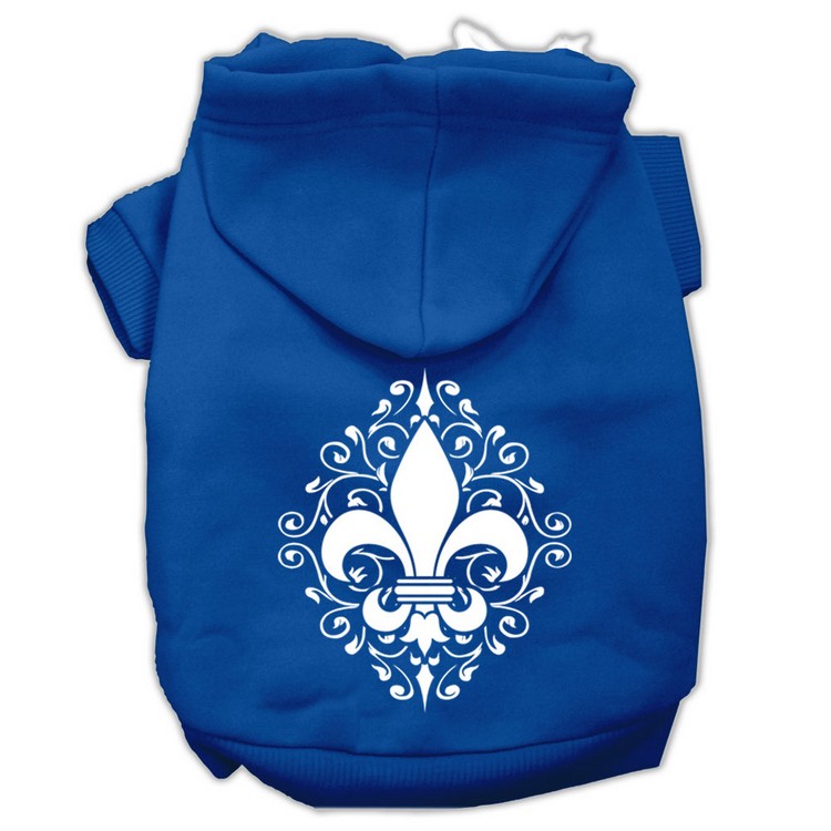 Henna Fleur de Lis Screen Print Pet Hoodies Blue Size Lg