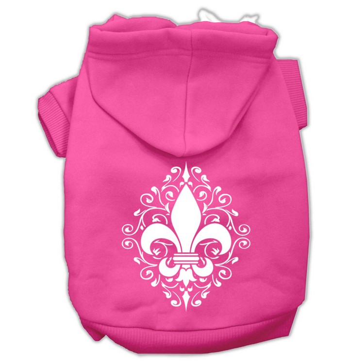 Henna Fleur De Lis Screen Print Pet Hoodies Bright Pink Size XS