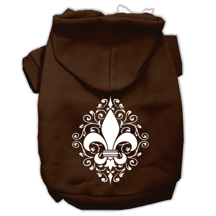 Henna Fleur de Lis Screen Print Pet Hoodies Brown Size Med