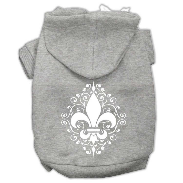 Henna Fleur De Lis Screen Print Pet Hoodies Grey Size XL