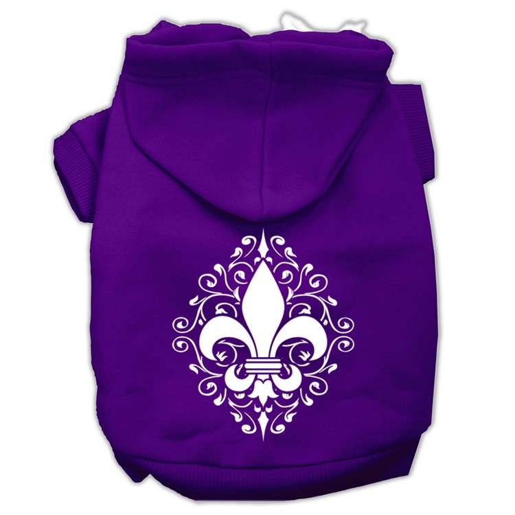 Henna Fleur De Lis Screen Print Pet Hoodies Purple Size Lg