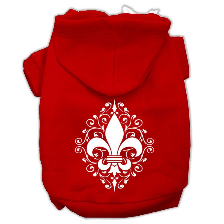 Henna Fleur De Lis Screen Print Pet Hoodies Red Size XXL