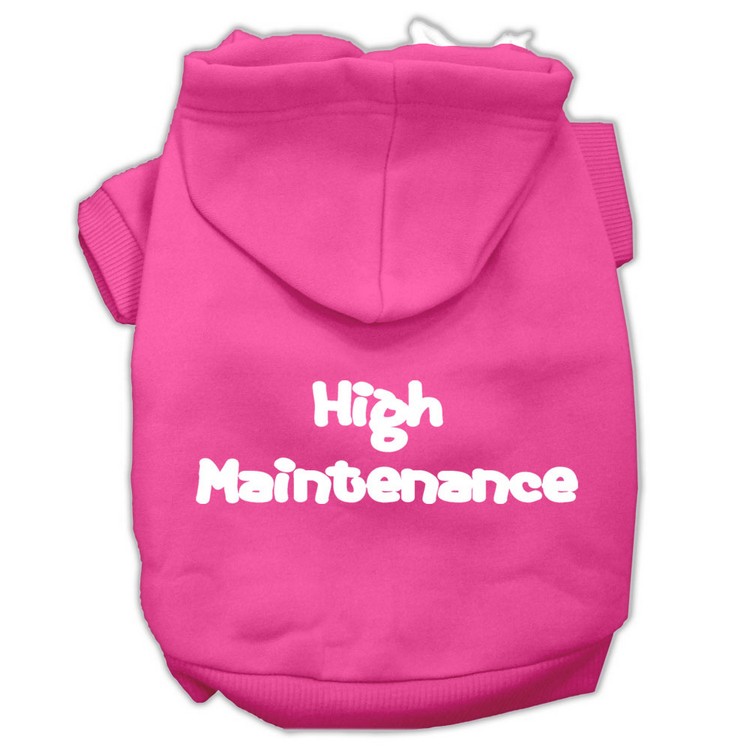High Maintenance Screen Print Pet Hoodies Bright Pink Size L