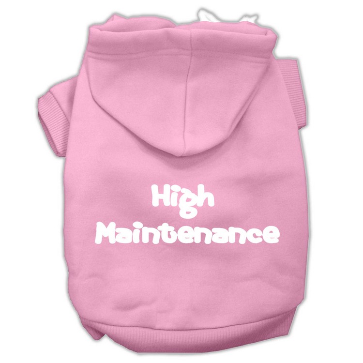 High Maintenance Screen Print Pet Hoodies Light Pink XS