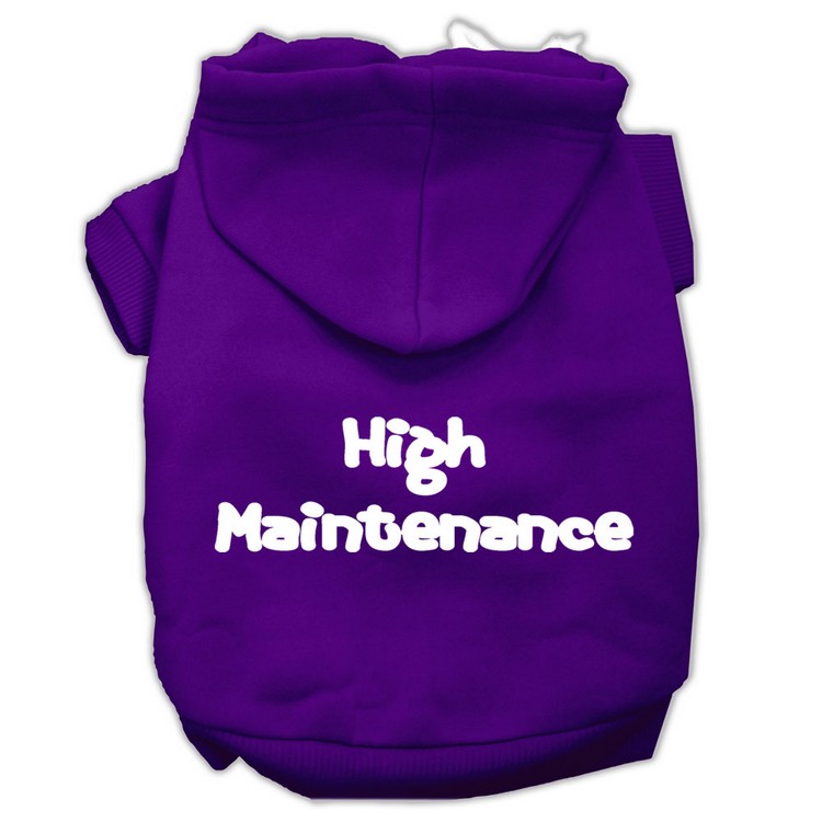 High Maintenance Screen Print Pet Hoodies Purple Size XL