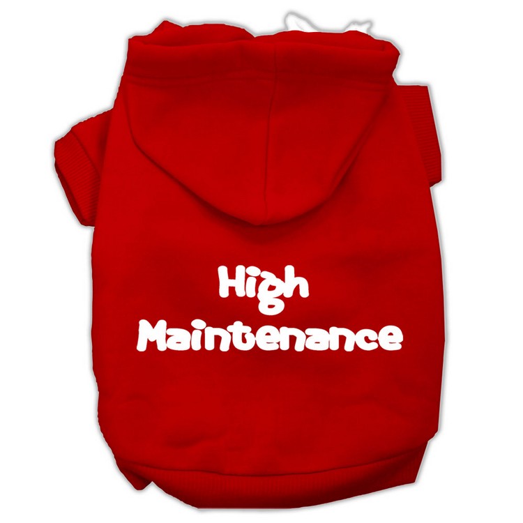 High Maintenance Screen Print Pet Hoodies Red Size XS