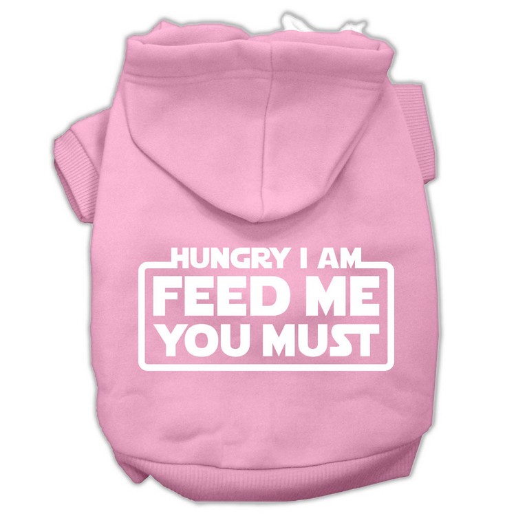 Hungry I am Screen Print Pet Hoodies Light Pink Size XS