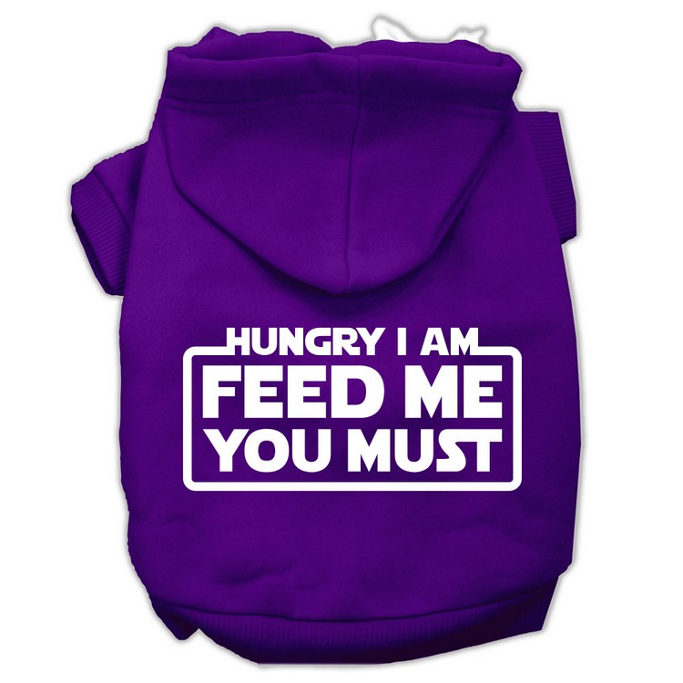 Hungry I am Screen Print Pet Hoodies Purple Size XS