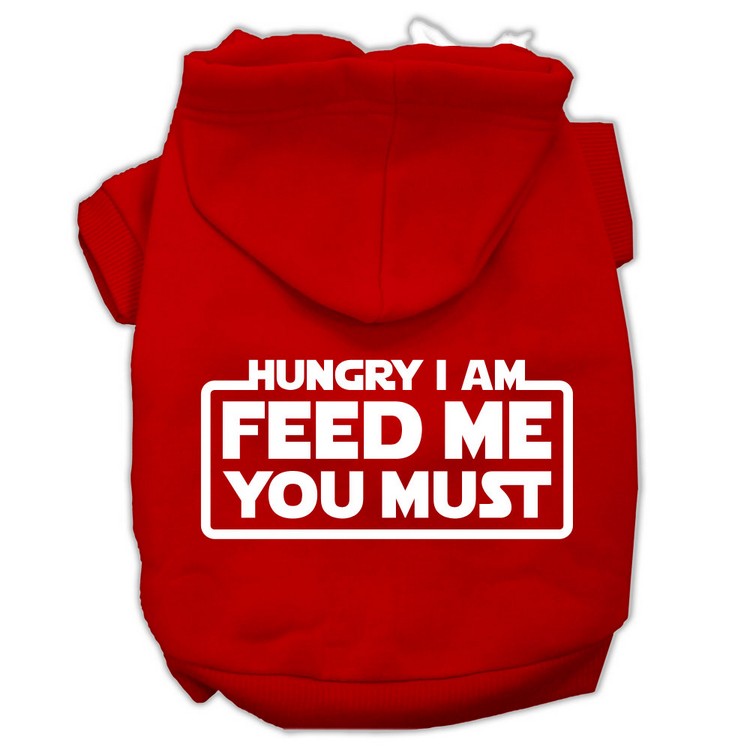 Hungry I am Screen Print Pet Hoodies Red Size XS