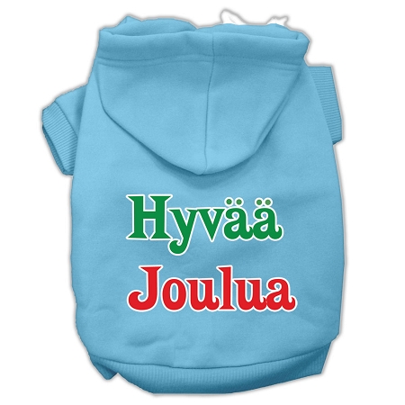 Hyvaa Joulua Screen Print Pet Hoodies Baby Blue XS