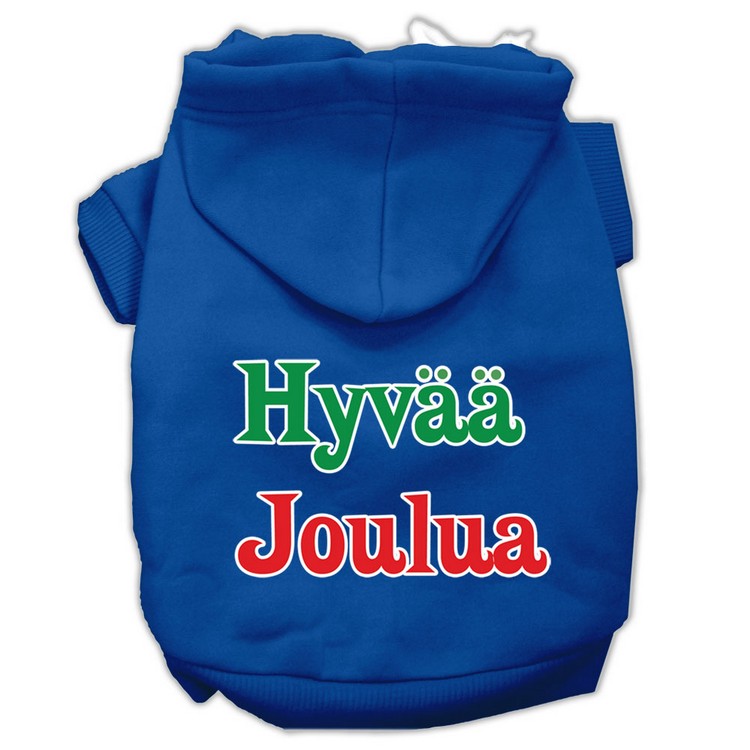 Hyvaa Joulua Screen Print Pet Hoodies Blue XS