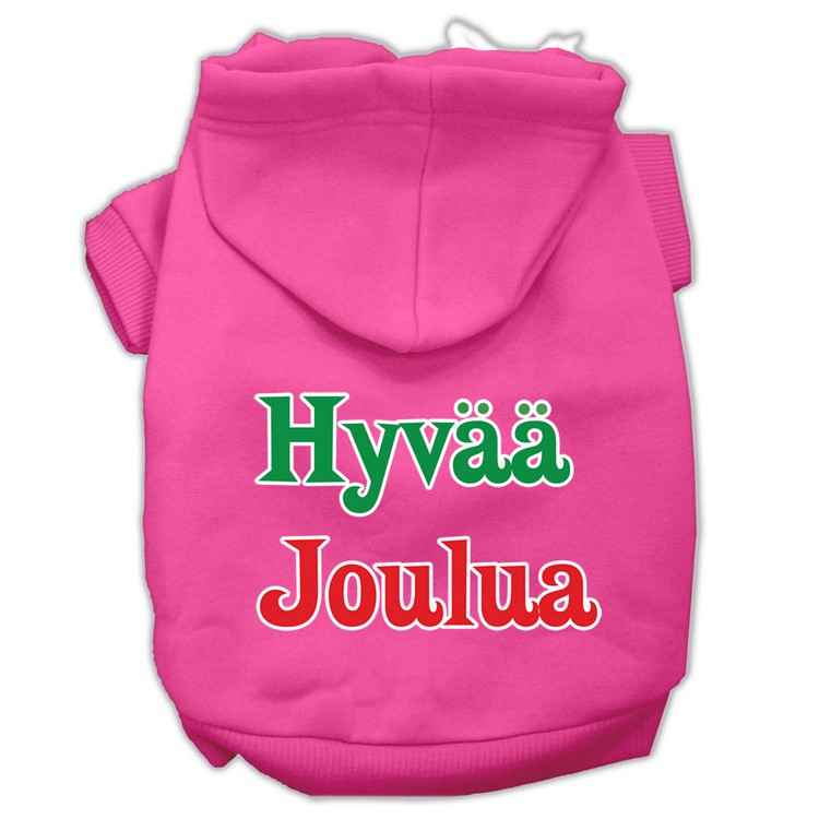 Hyvaa Joulua Screen Print Pet Hoodies Bright Pink M