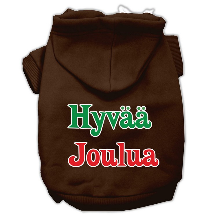 Hyvaa Joulua Screen Print Pet Hoodies Brown S