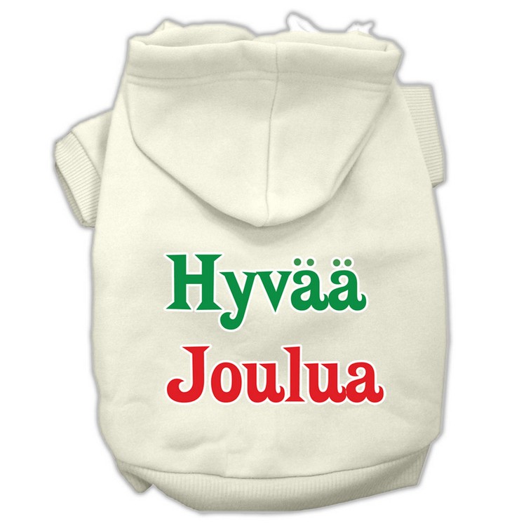 Hyvaa Joulua Screen Print Pet Hoodies Cream Size L