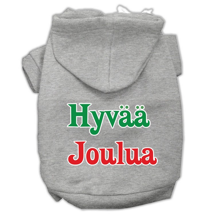 Hyvaa Joulua Screen Print Pet Hoodies Grey XXXL