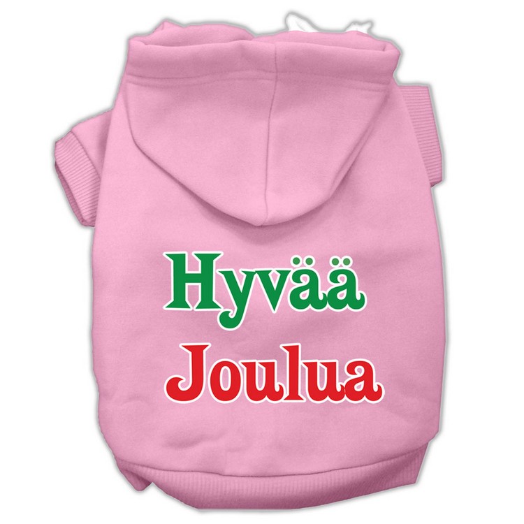 Hyvaa Joulua Screen Print Pet Hoodies Light Pink L