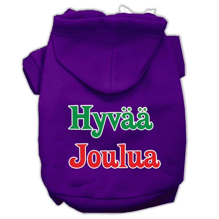 Hyvaa Joulua Screen Print Pet Hoodies Purple S