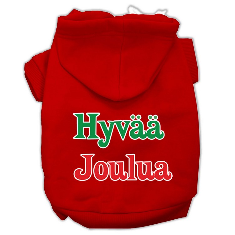 Hyvaa Joulua Screen Print Pet Hoodies Red Size XXL