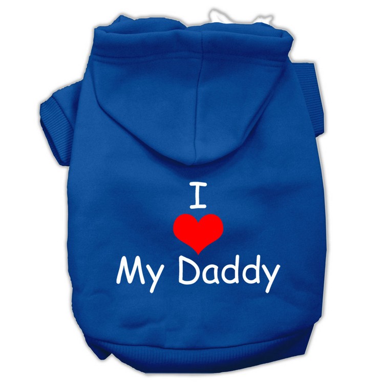 I Love My Daddy Screen Print Pet Hoodies Blue Size Lg