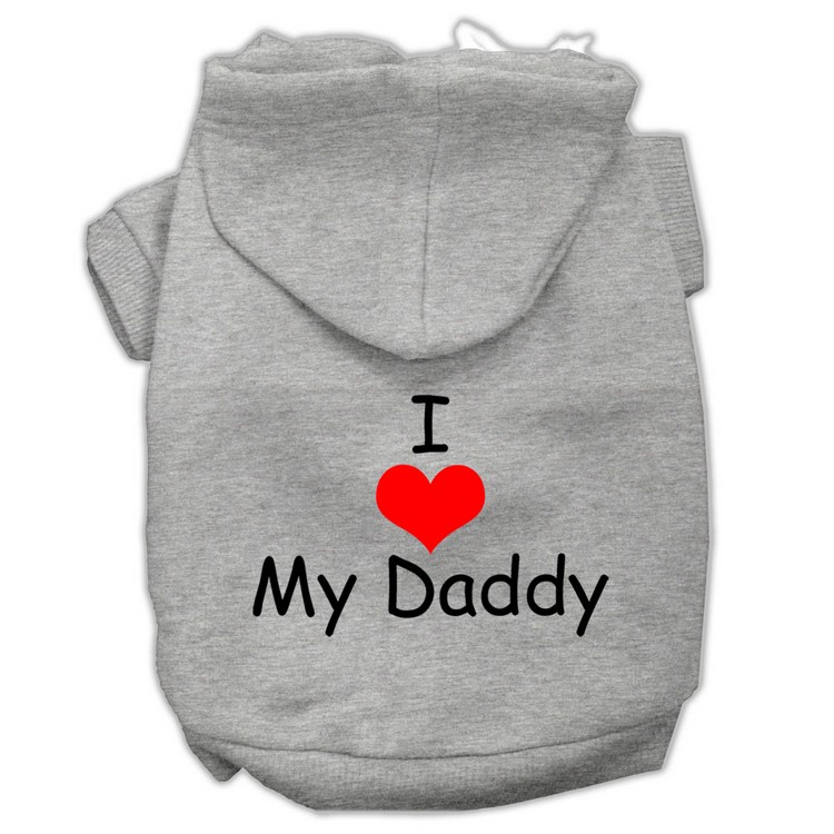 I Love My Daddy Screen Print Pet Hoodies Grey Size XS