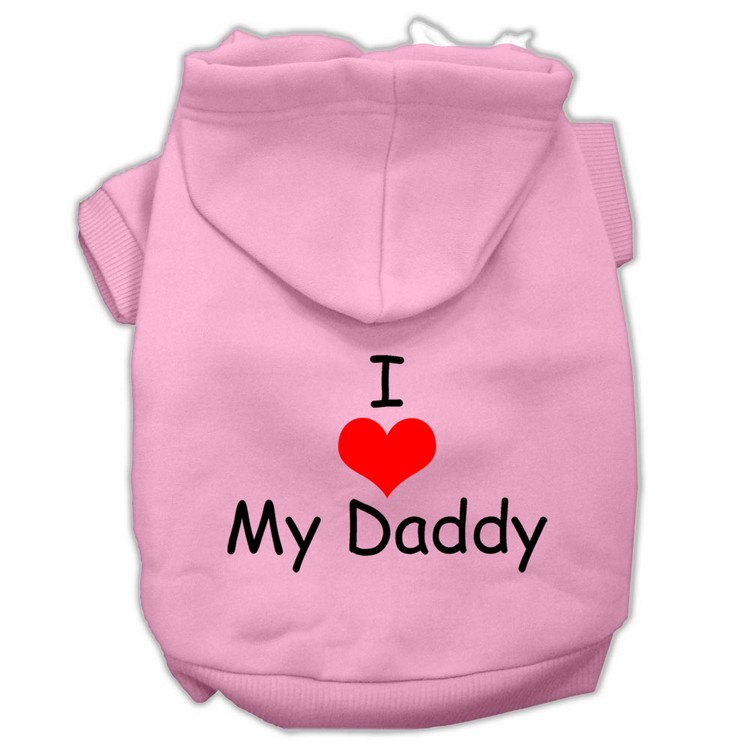 I Love My Daddy Screen Print Pet Hoodies Pink Size XS